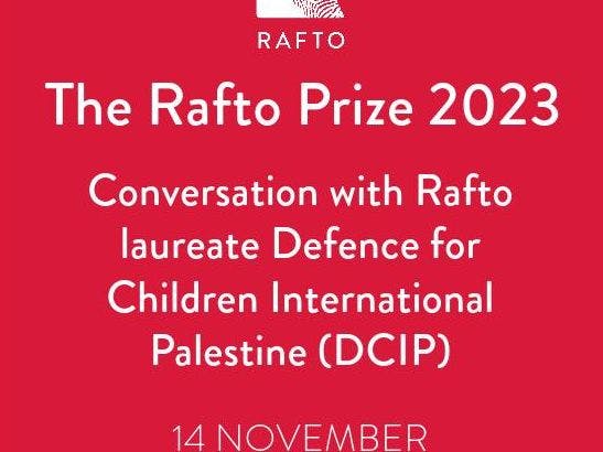 Rød plakat med teksten The Rafto Prize 2023