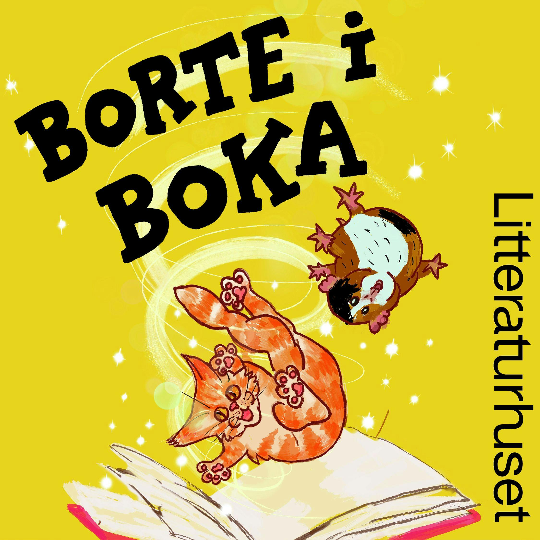 Cover for podkasten Borte i boka, med illustrasjon av karakterene Martin og Gnurre